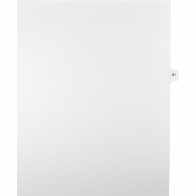 Mark Maker Legal Index Tabs, 1/15th Cut, With Individual Number, Letter-Size - 1/15 - 51 - 11" (279.40 mm) Tab Height x 8.50" (215.90 mm) Tab Width - Letter - White Paper, Mylar Tab(s) - 10% Recycled - Pre-printed, Mylar Reinforcement, Laminated, Unpunched - 25 / Unit 25 Pk Letter No Holes Mylar Single Tabs