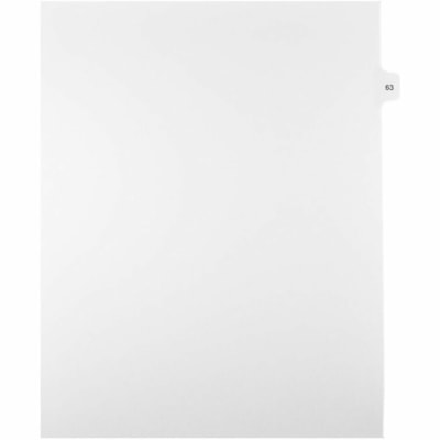 Mark Maker Legal Index Tabs, 1/15th Cut, With Individual Number, Letter-Size - 1/15 - 63 - 11" (279.40 mm) Tab Height x 8.50" (215.90 mm) Tab Width - Letter - White Mylar, Paper Tab(s) - 10% Recycled - Pre-printed, Mylar Reinforcement, Laminated, Unpunched - 25 / Unit 25 Pk Letter No Holes Mylar Single Tabs