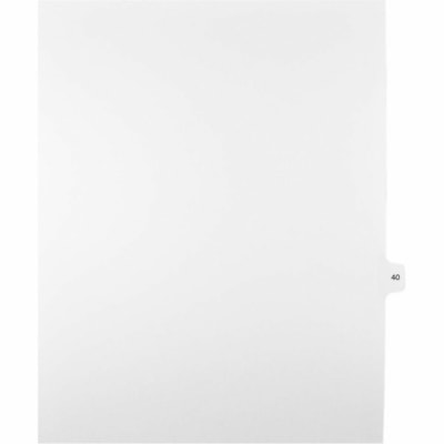 Mark Maker Legal Index Tabs, 1/15th Cut, With Individual Number, Letter-Size - 1/15 - 40 - 11" (279.40 mm) Tab Height x 8.50" (215.90 mm) Tab Width - Letter - White Mylar, Paper Tab(s) - 10% Recycled - Pre-printed, Mylar Reinforcement, Laminated, Unpunched - 25 / Unit 25 Pk Letter No Holes Mylar Single Tabs
