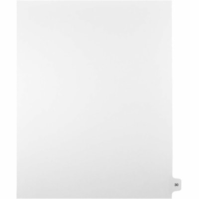 Mark Maker Legal Index Tabs, 1/15th Cut, With Individual Number, Letter-Size - 1/15 - 30 - 11" (279.40 mm) Tab Height x 8.50" (215.90 mm) Tab Width - Letter - White Mylar, Paper Tab(s) - 10% Recycled - Pre-printed, Mylar Reinforcement, Laminated, Unpunched - 25 / Unit 25 Pk Letter No Holes Mylar Single Tabs