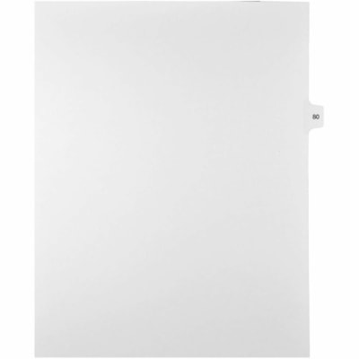 Mark Maker Legal Index Tabs, 1/15th Cut, With Individual Number, Letter-Size - 1/15 - 80 - 11" (279.40 mm) Tab Height x 8.50" (215.90 mm) Tab Width - Letter - White Mylar, Paper Tab(s) - 10% Recycled - Pre-printed, Mylar Reinforcement, Laminated, Unpunched - 25 / Unit 25 Pk Letter No Holes Mylar Single Tabs