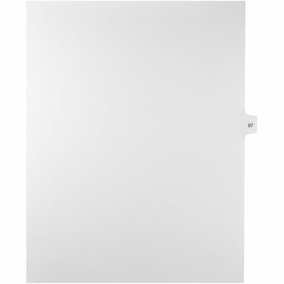 Mark Maker Legal Index Tabs, 1/15th Cut, With Individual Number, Letter-Size - 1/15 - 97 - 11" (279.40 mm) Tab Height x 8.50" (215.90 mm) Tab Width - Letter - White Mylar, Paper Tab(s) - 10% Recycled - Pre-printed, Mylar Reinforcement, Laminated, Unpunched - 25 / Unit 25 Pk Letter No Holes Mylar Single Tabs
