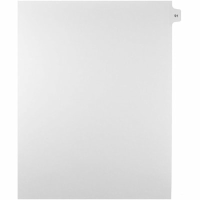 Mark Maker Legal Index Tabs, 1/15th Cut, With Individual Number, Letter-Size - 1/15 - 91 - 11" (279.40 mm) Tab Height x 8.50" (215.90 mm) Tab Width - Letter - White Paper, Mylar Tab(s) - 10% Recycled - Pre-printed, Mylar Reinforcement, Laminated, Unpunched - 25 / Unit 25 Pk Letter No Holes Mylar Single Tabs