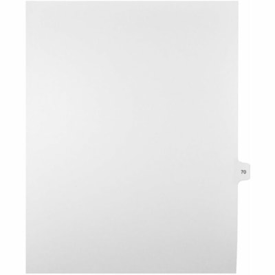 Mark Maker Legal Index Tabs, 1/15th Cut, With Individual Number, Letter-Size - 1/15 - 70 - 11" (279.40 mm) Tab Height x 8.50" (215.90 mm) Tab Width - Letter - White Paper, Mylar Tab(s) - 10% Recycled - Pre-printed, Mylar Reinforcement, Laminated, Unpunched - 25 / Unit 25 Pk Letter No Holes Mylar Single Tabs