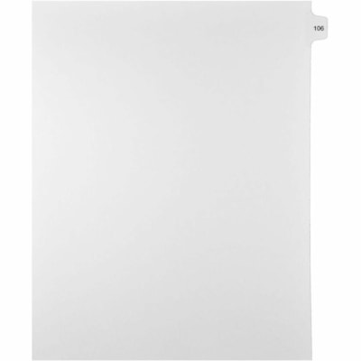 Mark Maker Legal Index Tabs, 1/15th Cut, With Individual Number, Letter-Size - 1/15 - 106 - 11" (279.40 mm) Tab Height x 8.50" (215.90 mm) Tab Width - Letter - White Paper, Mylar Tab(s) - 10% Recycled - Pre-printed, Mylar Reinforcement, Laminated, Unpunched - 25 / Unit 25 Pk Letter No Holes Mylar Single Tabs