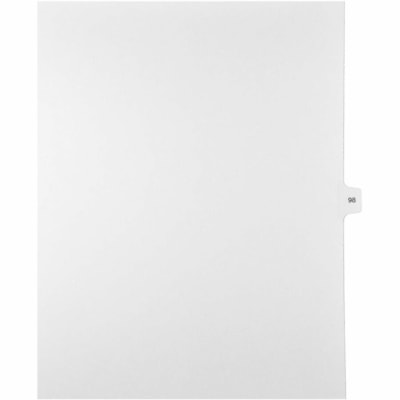 Mark Maker Legal Index Tabs, 1/15th Cut, With Individual Number, Letter-Size - 1/15 - #98 - 11" (279.40 mm) Tab Height x 8.50" (215.90 mm) Tab Width - Letter - White Mylar, Paper Tab(s) - 10% Recycled - Pre-printed, Mylar Reinforcement, Laminated, Unpunched - 25 / Unit 25 Pk Letter No Holes Mylar Single Tabs