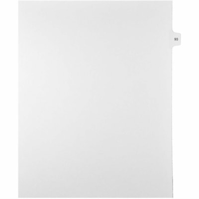 Mark Maker Legal Index Tabs, 1/15th Cut, With Individual Number, Letter-Size - 1/15 - 93 - 11" (279.40 mm) Tab Height x 8.50" (215.90 mm) Tab Width - Letter - White Paper, Mylar Tab(s) - 10% Recycled - Pre-printed, Mylar Reinforcement, Laminated, Unpunched - 25 / Unit 25 Pk Letter No Holes Mylar Single Tabs