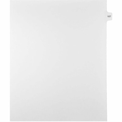 Mark Maker Legal Index Tabs, 1/15th Cut, With Individual Number, Letter-Size - 1/15 - 107 - 11" (279.40 mm) Tab Height x 8.50" (215.90 mm) Tab Width - Letter - White Mylar, Paper Tab(s) - 10% Recycled - Pre-printed, Mylar Reinforcement, Laminated, Unpunched - 25 / Unit 25 Pk Letter No Holes Mylar Single Tabs