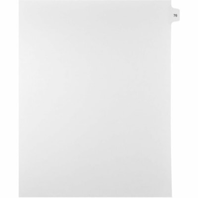 Mark Maker Legal Index Tabs, 1/15th Cut, With Individual Number, Letter-Size - 1/15 - 76 - 11" (279.40 mm) Tab Height x 8.50" (215.90 mm) Tab Width - Letter - White Paper, Mylar Tab(s) - 10% Recycled - Pre-printed, Mylar Reinforcement, Laminated, Unpunched - 25 / Unit 25 Pk Letter No Holes Mylar Single Tabs