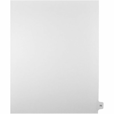 Mark Maker Legal Index Tabs, 1/15th Cut, With Individual Number, Letter-Size - 1/15 - 75 - 11" (279.40 mm) Tab Height x 8.50" (215.90 mm) Tab Width - Letter - White Mylar, Paper Tab(s) - 10% Recycled - Pre-printed, Mylar Reinforcement, Laminated, Unpunched - 25 / Unit 25 Pk Letter No Holes Mylar Single Tabs