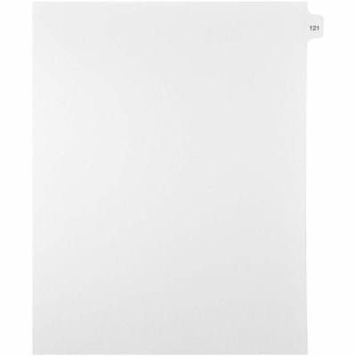 Mark Maker Legal Index Tabs, 1/15th Cut, With Individual Number, Letter-Size - 1/15 - 121 - 11" (279.40 mm) Tab Height x 8.50" (215.90 mm) Tab Width - Letter - White Paper, Mylar Tab(s) - 10% Recycled - Pre-printed, Mylar Reinforcement, Laminated, Unpunched - 25 / Unit 25 Pk Letter No Holes Mylar Single Tabs