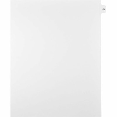 Mark Maker Legal Index Tabs, 1/15th Cut, With Individual Number, Letter-Size - 1/15 - 151 - 11" (279.40 mm) Tab Height x 8.50" (215.90 mm) Tab Width - Letter - White Mylar, Paper Tab(s) - 10% Recycled - Pre-printed, Mylar Reinforcement, Laminated, Unpunched - 25 / Unit 25 Pk Letter No Holes Mylar Single Tabs