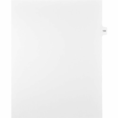 Mark Maker Legal Index Tabs, 1/15th Cut, With Individual Number, Letter-Size - 1/15 - 169 - 11" (279.40 mm) Tab Height x 8.50" (215.90 mm) Tab Width - Letter - White Mylar, Paper Tab(s) - 10% Recycled - Pre-printed, Mylar Reinforcement, Laminated, Unpunched - 25 / Unit 25 Pk Letter No Holes Mylar Single Tabs
