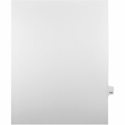Mark Maker Legal Index Tabs, 1/25th Cut, With Individual Number, Letter Size - 1/25 - 119 - 11" (279.40 mm) Tab Height x 8.50" (215.90 mm) Tab Width - Letter - White Mylar, Paper Tab(s) - Pre-printed, Mylar Reinforcement, Laminated, Unpunched - 25 / Unit 25 Pk Letter No Holes Mylar Single Tabs