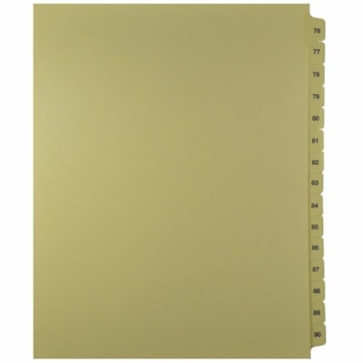 Mark Maker - Onglet d'index Legal - 1/15 - 76-90 - hauteur de l'onglet 11 po (279,40 mm) x largeur de l'onglet 8,50 po (215,90 mm) - format lettre - Tab(s) Chamois Mylar, Papier - 10% Recyclé - Pré-imprimé, Renforcement de Mylar, Laminées, Non perforé - 1 / Unit&ea Ensemble Mylar lettre Intercalaire