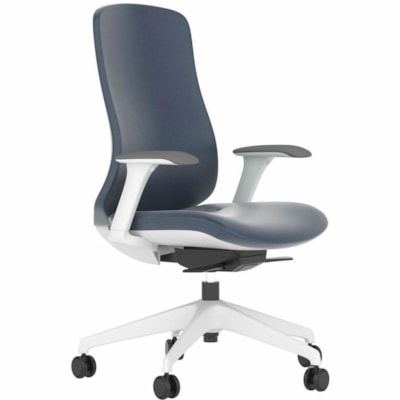 HDL Zeus Mid-Back Chair - Dark Blue Polyurethane Seat - Dark Blue Polyurethane Back - Gray Aluminum, Nylon Frame - Mid Back - 5-star Base - Armrest - 1 / Unit POLYURETHANE SEAT AND BACK 