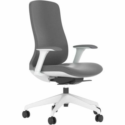 HDL Zeus Mid-Back Chair - Dark Gray Polypropylene Seat - Dark Gray Polypropylene Back - Mid Back - 5-star Base - Armrest POLYURETHANE SEAT AND BACK 