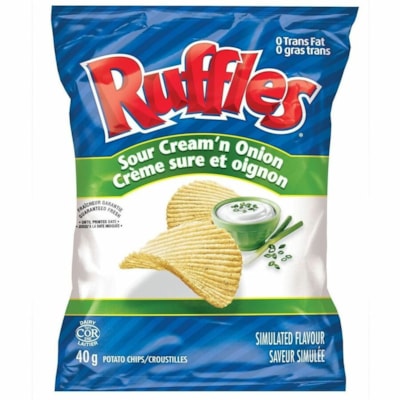 Ruffles Potato Chips - Trans Fat Free, Cholesterol-free, Individually Wrapped - Sour Cream & Onion - 40 g - 48 / Case  