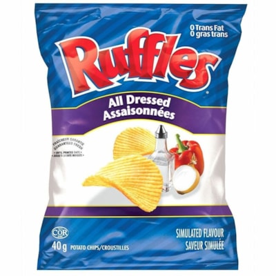 Ruffles Potato Chips - Trans Fat Free, Individually Wrapped - All Dressed - 40 g - 48 / Case  