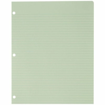 Mark Maker Litigation Loose Leaf Papers - Ruled Front Ruling - 3 Hole(s) - Letter - 8 1/2" (215.90 mm) x 11" (279.40 mm) Sheet Size - Green Paper - Punched - 100 / Unit 100 Shts Trial/Court/Real Est. 8.5x11 3-holes  Horz