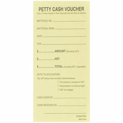 Mark Maker Petty Cash Voucher Pads - 3 1/2" (8.9 cm) x 5 1/2" (14 cm) Sheet Size - Paper - 10 / Pack Pk of 10 pads MAG-M72 
