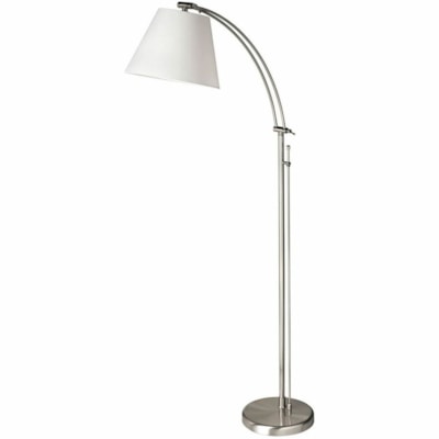 Dainolite DM2578-F-SC Floor Lamp - 61" (1549.40 mm) Height x 11" (279.40 mm) Width - 100 W LED Bulb - Satin Chrome - Dimmable, Swivel Arm, Adjustable - Metal, Fabric, Linen - Floor-mountable - for Commercial, Living Room, Office, Bedroom LED COMPATIBLE  METAL FINISH 