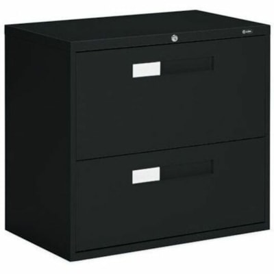 Global 30"W 2 Drawer Lateral File - 30" (762 mm) Width x 18" (457.20 mm) Depth x 27.1" (688.34 mm) Height - 2 x Drawer(s) for File, Document - Letter, Legal, A4 - Lateral - Hanging Bar, Cam Lock, Interlocking, Durable, Leveling Glide, Lockable, Reinforced, Anti-tip Locking - Black - Steel FILEWORKS  GLOBAL 