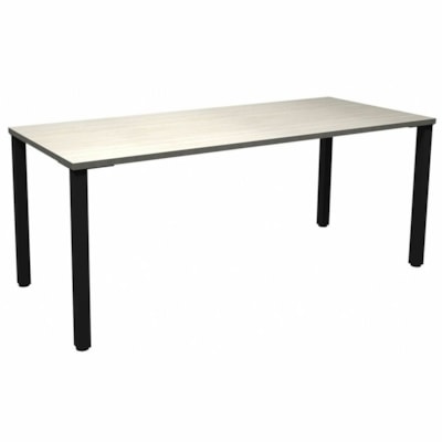 HDL Innovations 71" Table Desk with 2" Black Offset Legs, Winter Wood - Band Edge - Material: Laminate, Metal - Finish: Winter Wood, Black, Laminate - For Commercial, Home, Office WINTER WOOD/BLK 2" OFFSET LEGS 72"WX30"DX29"H PACK IN 4 BOXES
