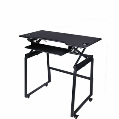 Rocelco 46"W-20"H Deluxe Adjustable Desk Riser-Mobile Floor Stand - Black - 1 Unit table Desk Riser-Mobile Floor Stand