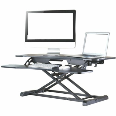 TygerClaw Sit-Stand Desktop Workstation, Black - Height Adjustable rkstation 