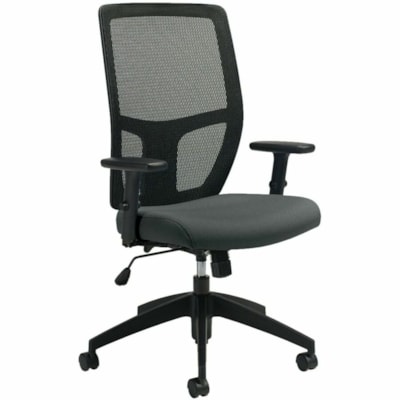 Offices To Go Format High-Back Simple Synchro-Tilt Chairs - Fabric Seat Material - Black Back Color - Fabric, Mesh Back Material - Black Frame Color - High Back - Gray - Fabric TERRACE FABRIC  IRONWORK 