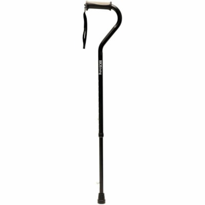 BIOS Medical Offset Cane with Retractable Ice Pick - 300 lb (136077.71 g) Load Capacity - Lightweight, Ergonomic Handle, Comfortable, Adjustable Height - Aluminum LIGHTWEIGHT ALUMINUM ADJUSTABLE IN HEIGHT