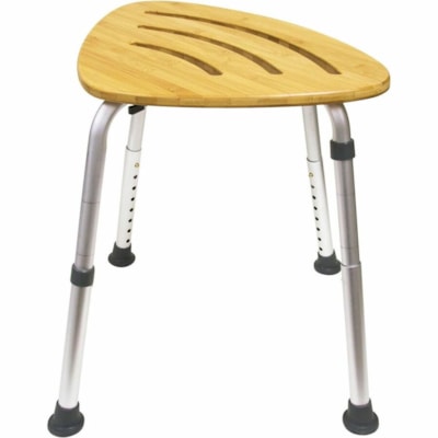 BIOS Medical Bamboo Bath Stool - Bamboo Seat Material - Light Brown - 1 / Unit RUST FREE ALUMINUM LEGS WEIGHT CAPACITY 300LBS