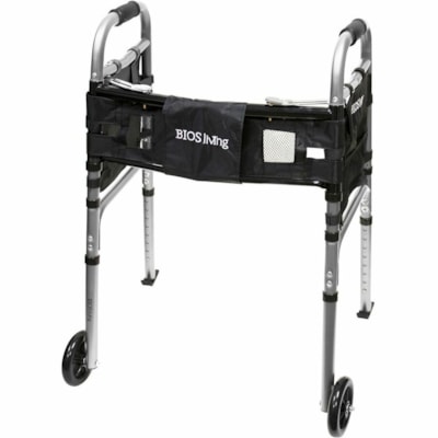 BIOS Living Deluxe Folding Walker with Wheels - 300 lb (136077.71 g) Load Capacity - Lightweight, Foldable, Adjustable Height - Silver SILVER  DELUXE 