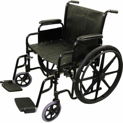 BIOS Living Bariatric Wheelchair with Steel Folding Frame, 22" - 400 lb (181436.95 g) Load Capacity - Foldable, Removable Arm, Footrest - Black - Steel STEEL FOLDING FRAME REMOVABLE ARM AND FOOTRESTS