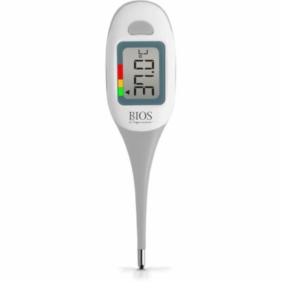Bios Diagnostics Jumbo, 5 Second, Thermometer with Fever Glow - Large Display, Fever Alarm, Memory Recall, Auto-off, Digital Display, Visual Temperature Reference, BPA Free - For Fever, Children, Oral, Rectal, Underarm WITH FEVER GLOW 