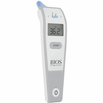 Bios Diagnostics - Thermomètre auriculaire à infrarouge - 32 °F (0 °C) à 212 °F (100 °C) - Rappel mémoire, Alarme sonore, Alarme de fièvre, Infrarouge, Mesure facile à lire, Affichage numérique, Écran rétroéclairé - Pour  