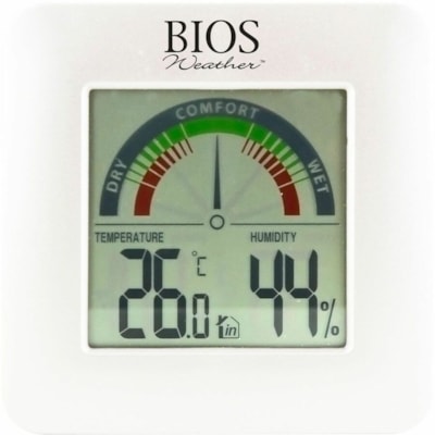 BIOS Weather Indoor Hygrometer with Temperature - Hygrometer/Thermometer - Temperature, Humidity - Wall Mountable, Desktop - White COMFORT SCALE MIN / MAX MEMORY