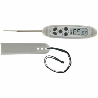 BIOS Professional Waterproof Pocket Thermometer - 40°F (-40°C) to 446°F (230°C) - Water Proof, Dishwasher Safe, Calibrated, Memory Function, Easy to Read, On/Off Switch, Waterproof Probe - For Food - Gray WATERPROOF RESPONSE TIME 5 SECONDS