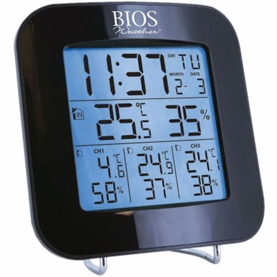 BIOS Weather 339BC Weather Station - Weather Station98.43 ft (30000 mm) - Temperature, Humidity - Wireless LAN -40°C TO 70°C/ -40°F TO 158°F INDOOR HUMIDITY DATE & TIME