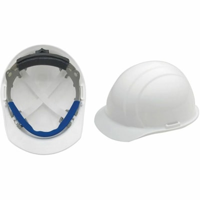 ERB Liberty Safety Cap - Recommended for: Head - Standard Size - Impact, Penetration Protection - Polyethylene, Nylon - White - Ratchet, Low Profile, Washable, Removable, Moulded Face, Lightweight, Cushioned Brow Pad, Moisture Resistant - 1 / Unit 4 PT. RATCHET SUSPENSION CSA  CLASS E