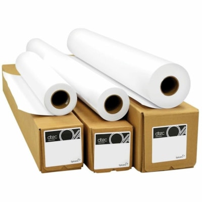 dtec - Papier bond 36513/202130 - 92 Luminosité - 89% Opacité - 36 po (914,40 mm) x 500 pi (152,40 m) - 20 lb (9071,85 g) Poids de Base - 75 g/m² Grammage - Collé, Sans acide, Sans chlore - Blanc - 2 / boîte 36"X500'  3" CORE  TAPED 2 ROULEAU PAR BOîTE