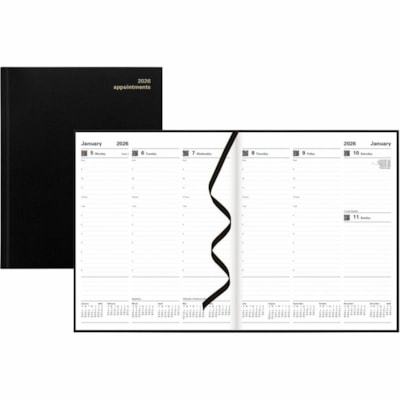 Letts 2026 Principal 12-Month Weekly Planner - January to December - 10 -1/4" x 8-1/4" - Black - English - Weekly - 12 Month - January 2026 to December 2026 - 8:00 AM to 8:00 PM - Hourly, Monday - Friday - 1 Week Double Page Layout - 8 1/4" (209.55 mm) x 10 1/4" (260.35 mm) Sheet Size - White Sheet   
