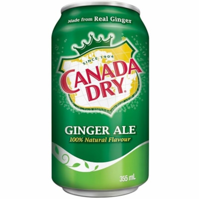 Boisson non alcoolisée - Ginger Ale, Natural Canada Dry - Prête à boire - 355 mL / Cannette - 24 / Carton  