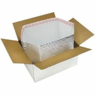 PAC CoolPac Insulated Bubble Box Liners, 11-3/4" x 10" x 6" , Case of 100 - 11.75" (298.45 mm) Width - Lightweight, Strong, Peel & Seal Closure, Easy to Use - Silver, White - 100 / Case FOR BOX SIZE 6X6X6 METALIC BUBBLE BOX LINERS