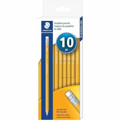 Staedtler Graphite Pencil - HB/#2 - Wood Barrel - 10 / Pack POLYMER EXTRUDED GRAPHITE WITH VINYL ERASER TIP