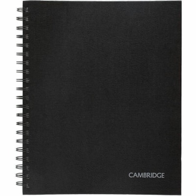 Cambridge Cambridge Limited Hardcover Business Notebook - 96 Sheets - Twin Wirebound - Ruled Front Ruling - 9 1/2" (241.30 mm) x 11" (279.40 mm) Sheet Size - 11" (279.40 mm) Height x 9.50" (241.30 mm) Width x 0.75" (19.05 mm) Depth - Black Cover - Hard Cover, Perforated, Heavyweight, Storage Pocket, 96 RULED SHEETS BLACK