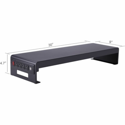 Rocelco 30" Premium Dual Monitor Stand with AC Power Supply & USB 2.0 Charging - Up to 30" Screen Support - 4.70" (119.38 mm) Height x 30" (762 mm) Width x 9" (228.60 mm) Depth - Desk - Black - For Monitor - USB Charging Port, Electrical Outlet, Cable Management, Cord Management, Comfortable, Ergono or Stand with AC Power Supply & USB 2.0 Charging