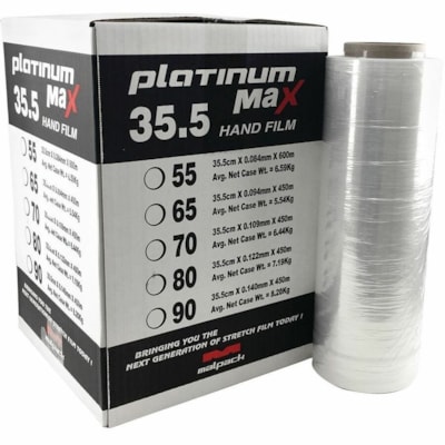 Malpack Platinum Max Hand Wrap, Clear, 14" x 1,476', 80 Gauge, Carton of 4 Rolls - Puncture Resistant, Tear Resistant - Clear - 4 / Carton PLATINUM MAX HAND WRAP 4/CS 