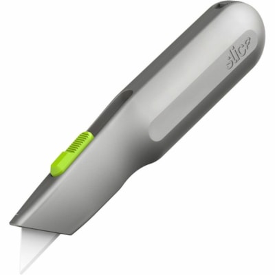Slice - Couteau utilitaire auto-rétractable, boîte de 6 - hauteur de 1,07 po (27,18 mm) x largeur de 1,50 po (38,10 mm) x longueur de 6,69 po (169,93 mm) - Résistants, Design ergonomique, Confortable, Lame rétractable, Manche, Compartiment de rangement, Ambidextre, Durable, Non- POIGNéE EN MéTAL 